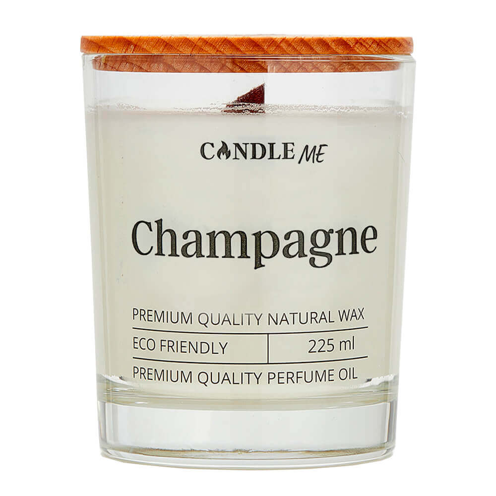 Ароматическая свеча с деревянным фитилем «Бокал игристого» CANDLE ME Champagne